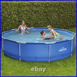 12ft Steel Frame Garden Swimming Pool & Filter Pump 76cm Deep Kids Paddling