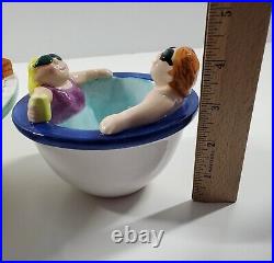1995 Lotus Chip and Dip Hot Tub Swimming Pool Take a Dip Ceramic Set in Box