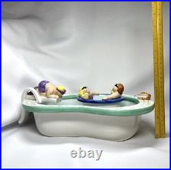 1995 Lotus Swim Pool & Hot Tub Chip Take A Dip Serving Ceramic Bowl Set Vintage