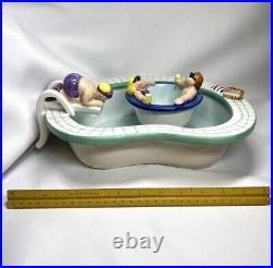 1995 Lotus Swim Pool & Hot Tub Chip Take A Dip Serving Ceramic Bowl Set Vintage