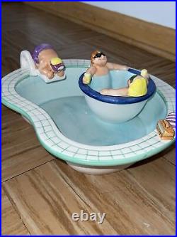 1995 Lotus Swimming Pool & Hot Tub Chip Take A Dip Serving Ceramic Bowl NO Flaws