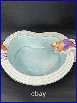 1995 Lotus Swimming Pool & Hot Tub Chip Take A Dip Serving Ceramic Bowl Set Vtg