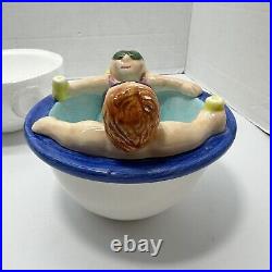 1995 lotus Chip And Dip Bowl, Swimming Pool And Hot Tub Ceramic Set