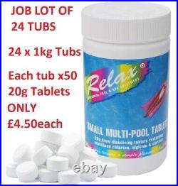 JOB LOT of 24 x 1kg tubs of 20g Multi Function Chlorine Tablets Premium Brand