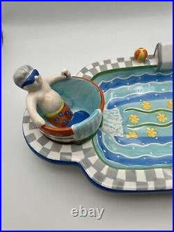 Large 18.5 Swimming Pool Hot Tub Chip Dip Living Quarters Read Hand Painted