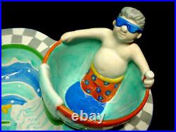 Large 18 Swimming Pool Hot Tub Chip Take Dip Serving Ceramic Bowl Party Salsa