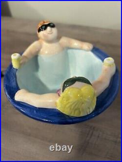 Lotus 1995 Chip and Dip Bowl Swimming Pool Party Hot Tub Vintage Ceramic Set