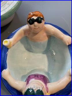 Lotus 1995 Chip and Dip Bowl Swimming Pool Party Hot Tub Vintage Ceramic Set