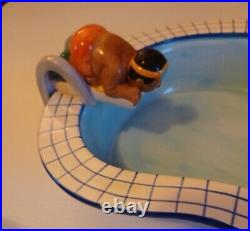 Lotus 1998 Chip and Dip Bowl Swimming Pool Party Hot Tub Vintage Ceramic Set