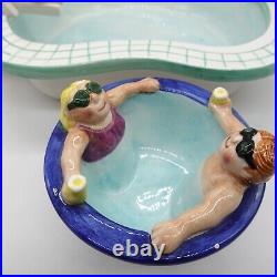 Vintage 1995 Lotus Swim Pool & Hot Tub Chip Take A Dip Serving Party Set Ceramic