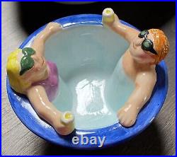 Vintage Lotus 1995 Swim Pool & Hot Tub Chip & Dip Ceramic Set